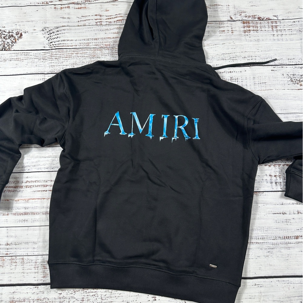 AMIRI ICE Baby Blue Logo Pull Over Hoodie Men’s Large